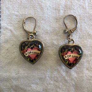 Authentic Ed Hardy Reversible Heart Drop Earrings